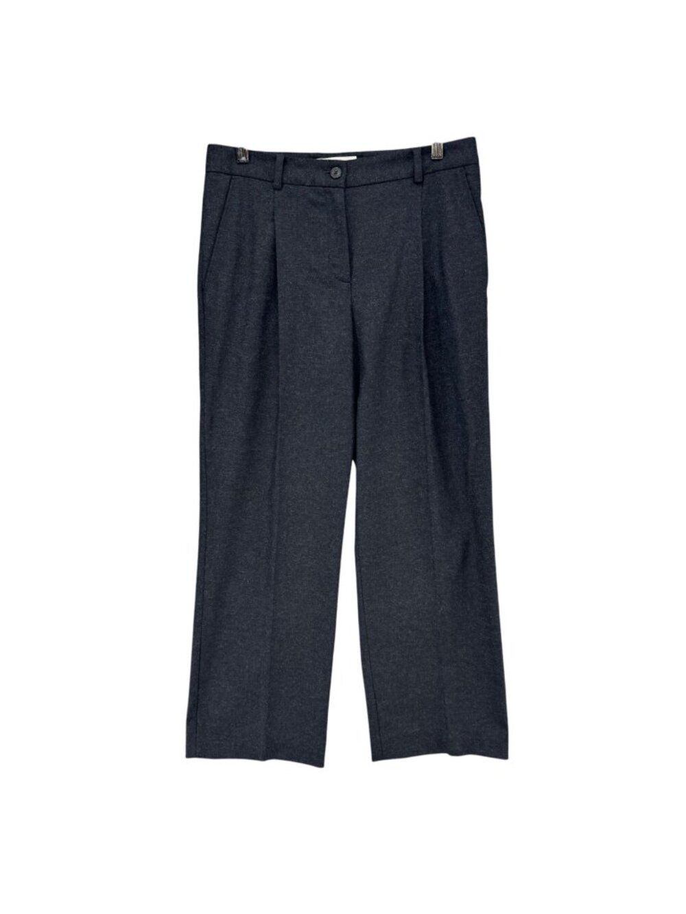 ba&sh Paline Lady Pants Womens Grey Wool Silk Bland Straight Leg Pleated Sz 2